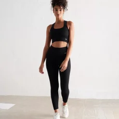 Aim Sports Bras<Black High Support Ribbed Bra