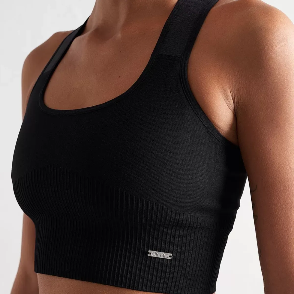 Aim Sports Bras<Black High Support Ribbed Bra