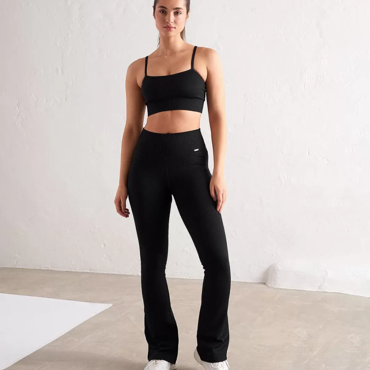 Aim Tights<Black Ribbed Seamless Flare Tights