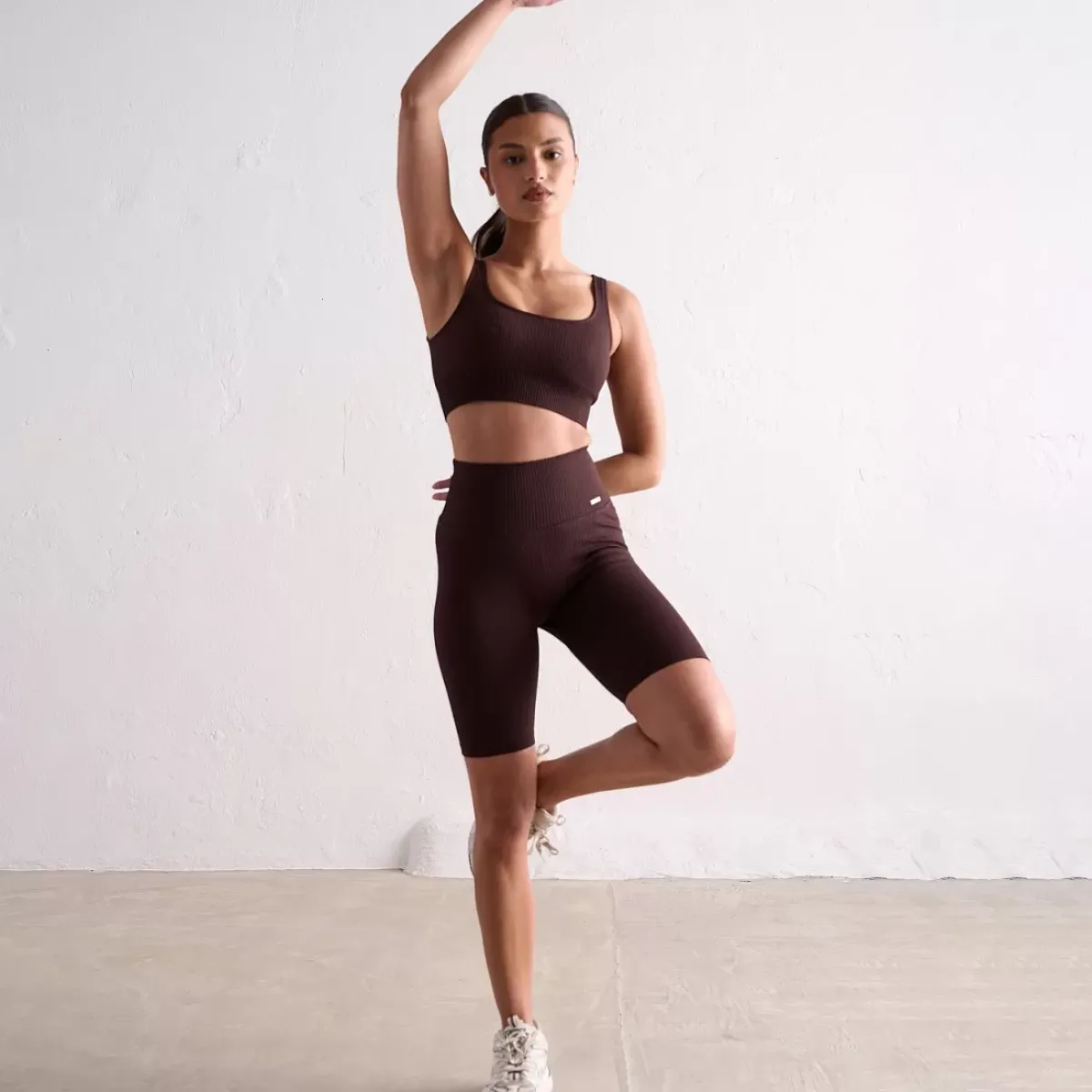 Aim Tights<Cacao Ribbed Seamless Biker Shorts