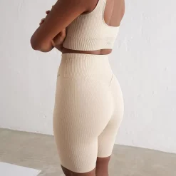 Aim Tights<Cafe Au Lait Ribbed Seamless Biker Shorts