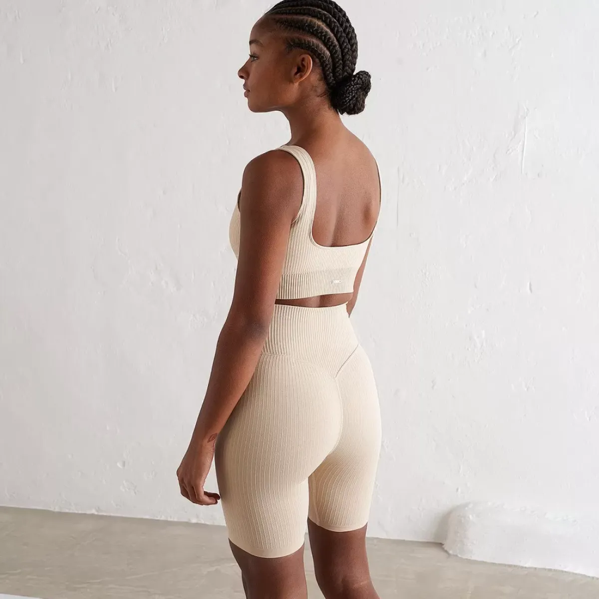 Aim Shorts<Cafe Au Lait Ribbed Seamless Biker Shorts