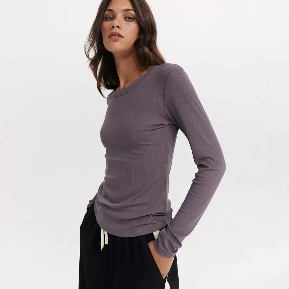 Taylor Sport Tees & Tanks<Everyday Rib Long Sleeve In Shadow