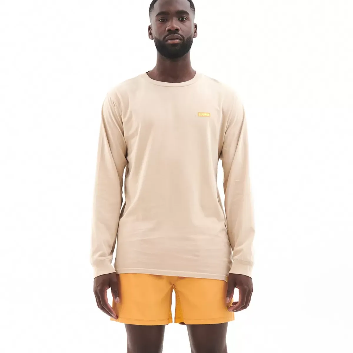 PE Nation Tees & Singlets<Line Block Long Sleeve Tee In Pale Khaki