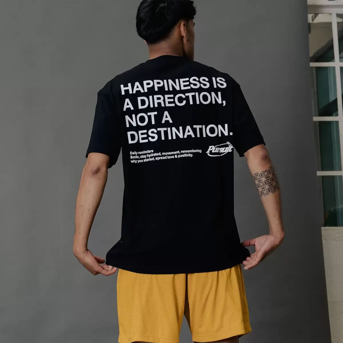 Pursuit of Happiness Tees & Singlets<Loose Drop Shoulder Tee Black Quote