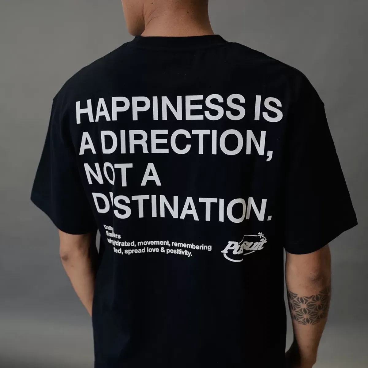 Pursuit of Happiness Tees & Singlets<Loose Drop Shoulder Tee Black Quote