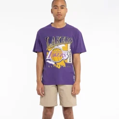 MITCHELL AND NESS Tees & Singlets<Los Angeles Lakers Brush Off Tee Unisex