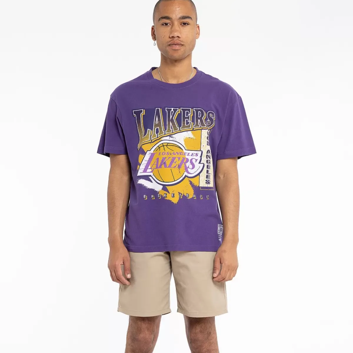 MITCHELL AND NESS Tees & Singlets<Los Angeles Lakers Brush Off Tee Unisex