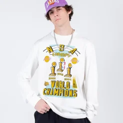 MITCHELL AND NESS Tees & Singlets<Los Angeles Lakers 3-Peat Long Sleeve Tee Unisex