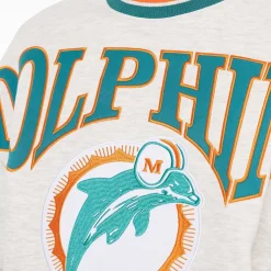 MITCHELL AND NESS Hoodies & Crews<Miami Dolphins Satin Fill Crewneck Unisex