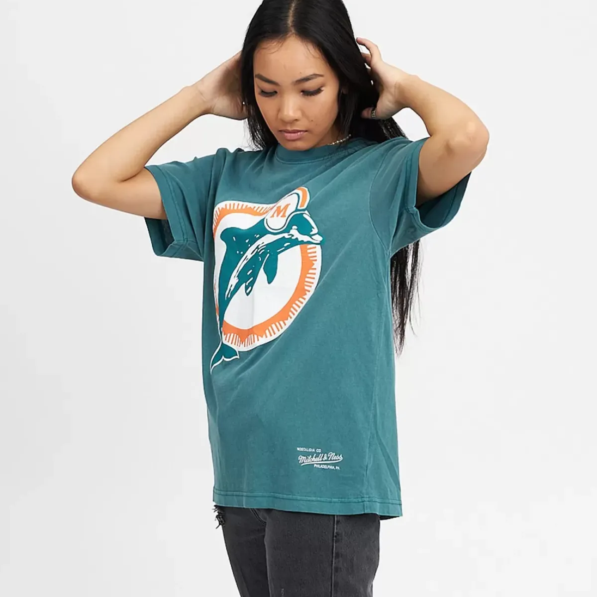 MITCHELL AND NESS Tees & Singlets<Miami Dolphins Vintage Classic Big Logo Tee Unisex