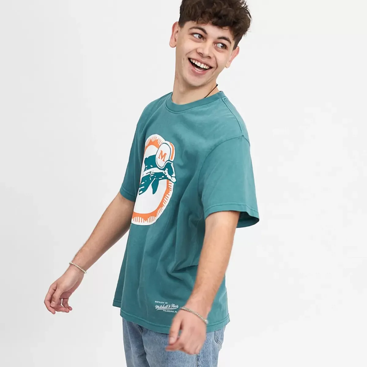 MITCHELL AND NESS Tees & Tanks<Miami Dolphins Vintage Classic Big Logo Tee Unisex
