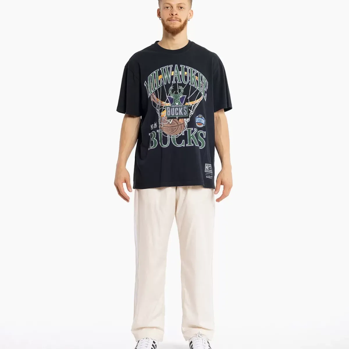 MITCHELL AND NESS Tees & Singlets<Milwaukee Bucks In The Net Tee