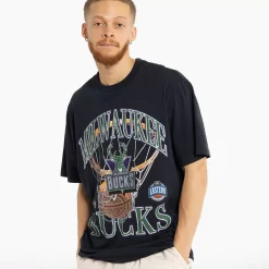 MITCHELL AND NESS Tees & Singlets<Milwaukee Bucks In The Net Tee