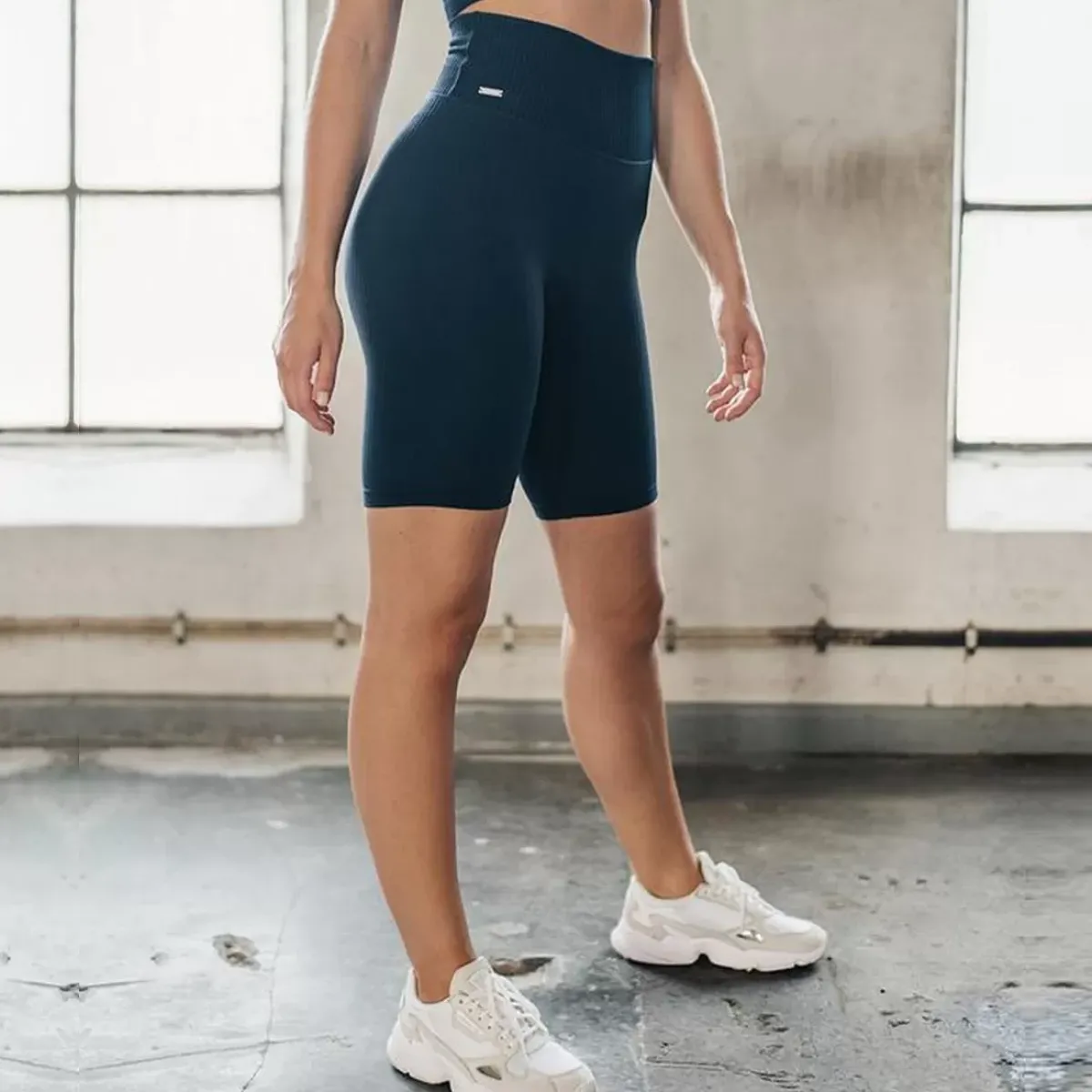 Aim Shorts<Navy Ribbed Biker Shorts