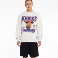 MITCHELL AND NESS Hoodies & Crews<New York Knicks Nothing But Net Crewneck