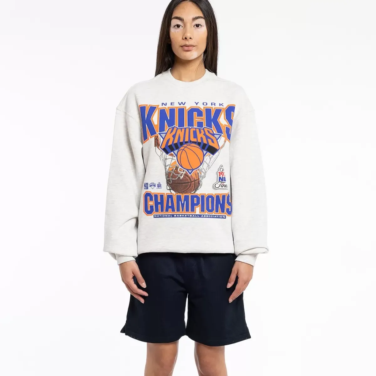 MITCHELL AND NESS Hoodies & Crews<New York Knicks Nothing But Net Crewneck