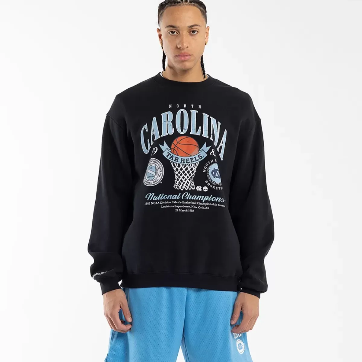 MITCHELL AND NESS Hoodies & Crews<North Carolina Tar Heels Basketball Crew Unisex