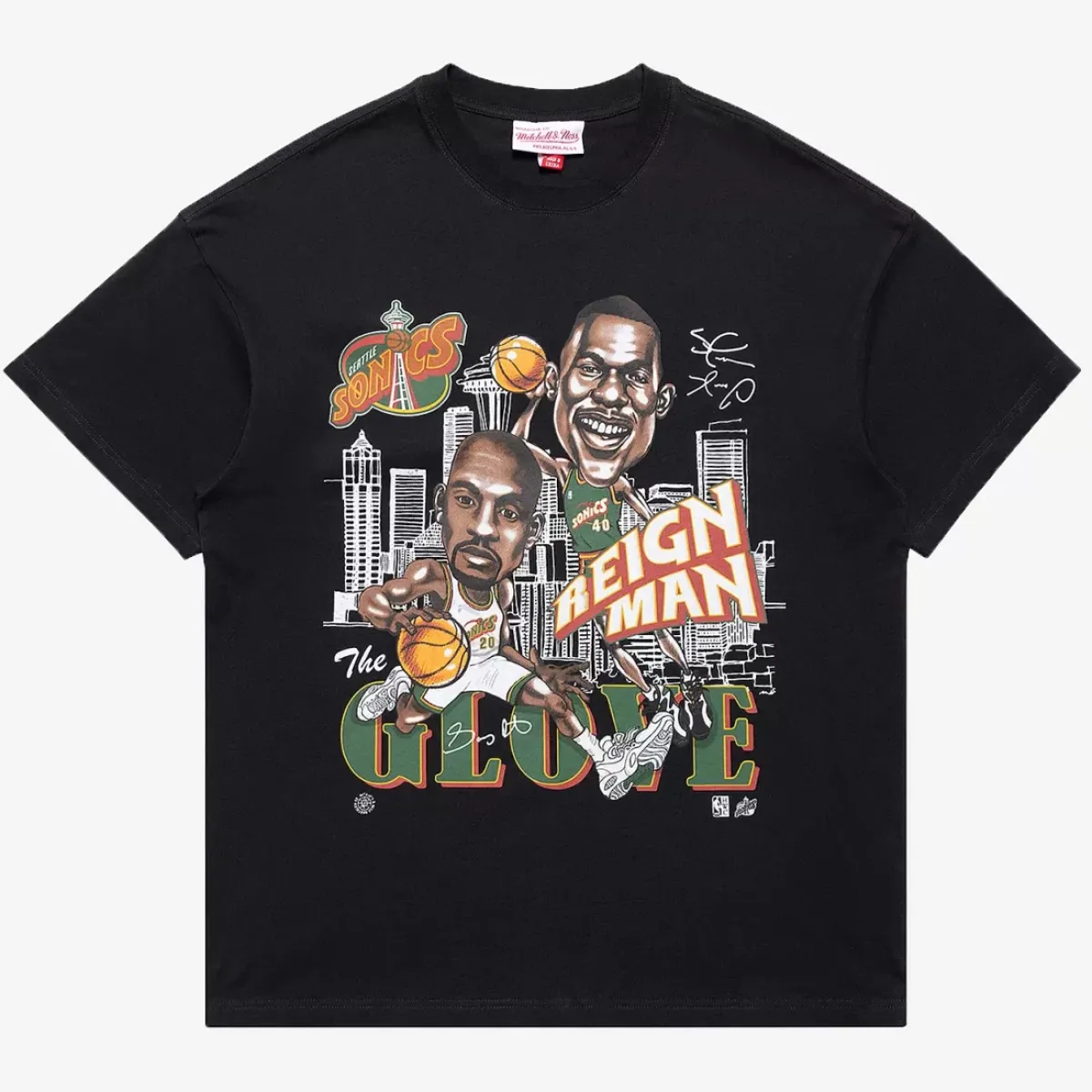 MITCHELL AND NESS Tees & Singlets<Seattle Supersonics Caricature Tee Unisex