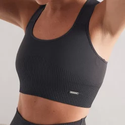 Aim Sports Bras<Shadow Grey Ribbed Seamless High Support Bra
