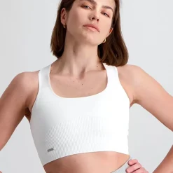 Aim Sports Bras<White High Support Ribbed Bra